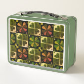 シャムロックチェッカーボードパターンモノグラム名 メタルランチボックス (裏面)