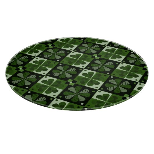 シャムロックチェッカーボードパターン カッティングボード (角)