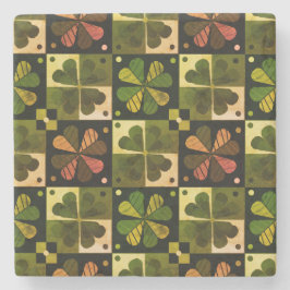 シャムロックチェッカーボードパターン ストーンコースター