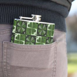 シャムロックチェッカーボードパターン フラスク