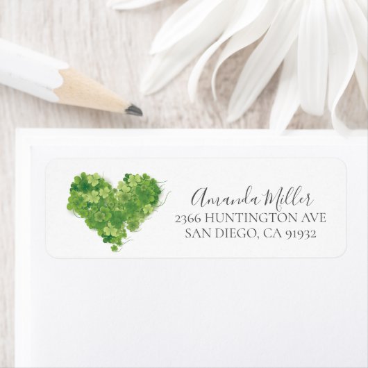 シャムロックハートブライダルシャワー差出人住所 ラベル (インサイチュ)