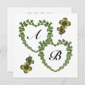 シャムロックハートモノグラムグリーンパープルシャンパン 案内状 (正面/裏面)