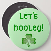シャムロックハート「Let's Hooley!」ボタンの緑 缶バッジ (正面&裏面)