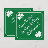 シャムロックボーダーセントパトリックデーの招待状カード 招待状 (正面/裏面)