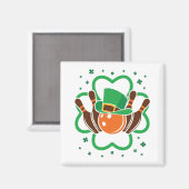 シャムロックボーリングボウリングをする人、 クリケットの投手セントパトリックスデイ マグネット (正面/裏面)