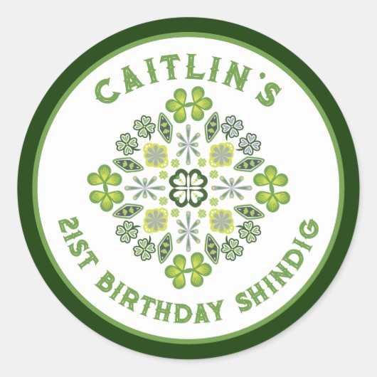 シャムロックマンダラ21歳の誕生日パーティー ラウンドシール (正面)