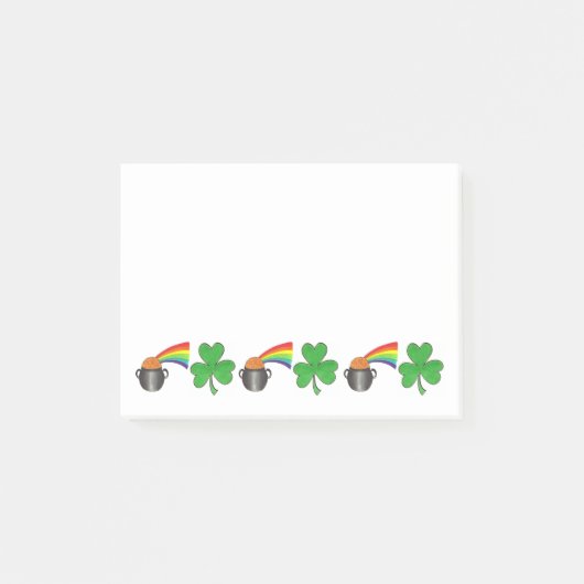 シャムロックレインボーポットの金ゴールド聖パトリックの日 ポストイット (正面)