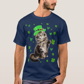 シャムロックレプレシャンキャットSt patricks dayアイルランド Tシャツ