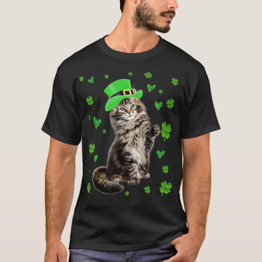 シャムロックレプレシャンキャットSt patricks dayアイルランド Tシャツ (正面)