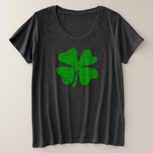 シャムロックロゴ付きプラスサイズのSt patricks dayシャツ プラスサイズTシャツ (デザイン正面)
