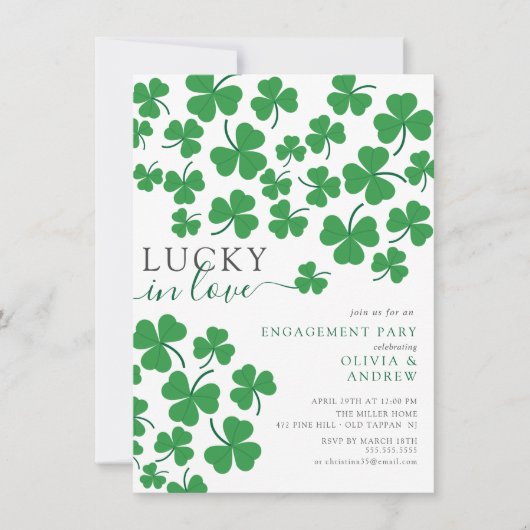 シャムロックロマンス ラッキーインラブ 婚約 招待状 (正面)