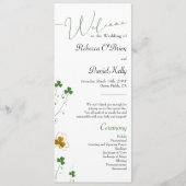 シャムロックワイルドフラワーグリーンと金ゴールドエレガントな結婚式 プログラム (正面)