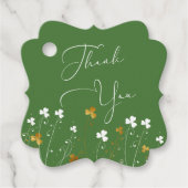 シャムロックワイルドフラワーグリーン金ゴールド結婚アイルランド フェイバータグ (正面)