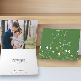 シャムロックワイルドフラワー結婚グリーンの写真 サンキューカード