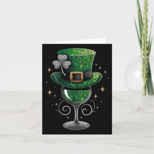 シャムロックワイングラス飲むSt patricks dayアイルランド カード (正面)