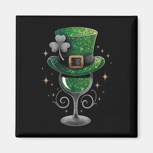シャムロックワイングラス飲むSt patricks dayアイルランド マグネット (正面)