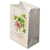 シャムロックヴィンテージかわいいピンクのラッキーガール赤ちゃんシャワー ミディアムペーパーバッグ (裏面アングル)