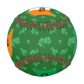 シャムロック付きアイリッシュパーソナライズされた国旗 野球ボール (裏面)