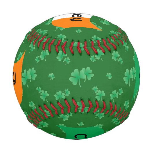 シャムロック付きアイリッシュパーソナライズされた国旗 野球ボール (裏面)
