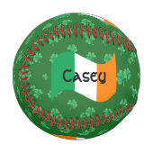 シャムロック付きアイリッシュパーソナライズされた国旗 野球ボール (正面左)