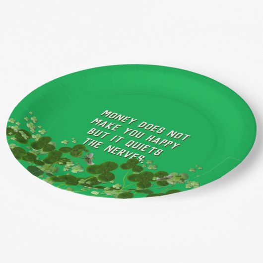 シャムロック付きアイルランド引用文 ペーパープレート (アングル)