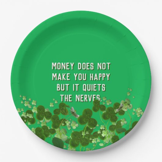 シャムロック付きアイルランド引用文 ペーパープレート (正面)