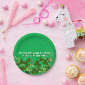 シャムロック付きアイルランド引用文 ペーパープレート (パーティー)