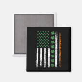 シャムロック付きアメリカ国旗St patricks day マグネット (正面/裏面)