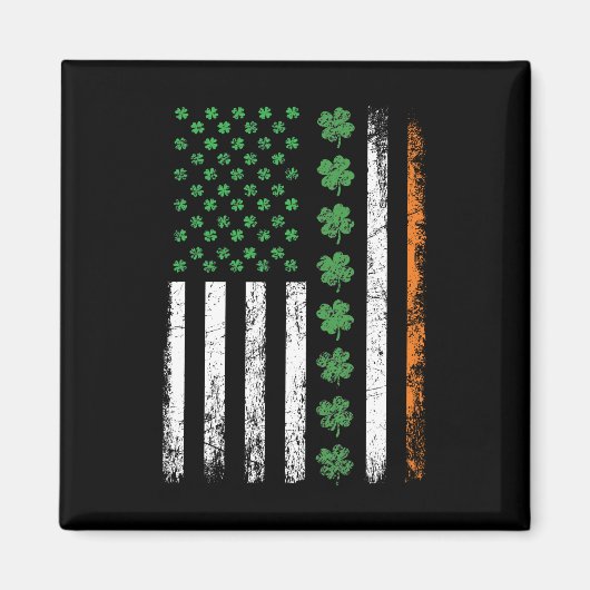 シャムロック付きアメリカ国旗St patricks day マグネット (正面)
