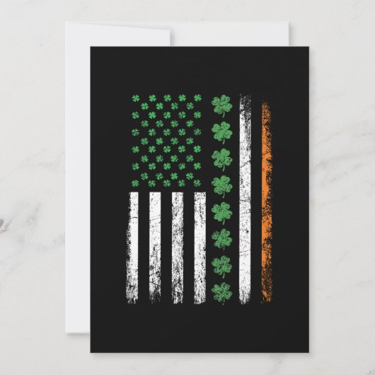 シャムロック付きアメリカ国旗St patricks day 招待状 (正面)