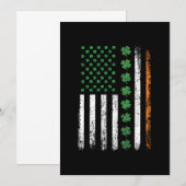 シャムロック付きアメリカ国旗St patricks day 招待状 (正面/裏面)