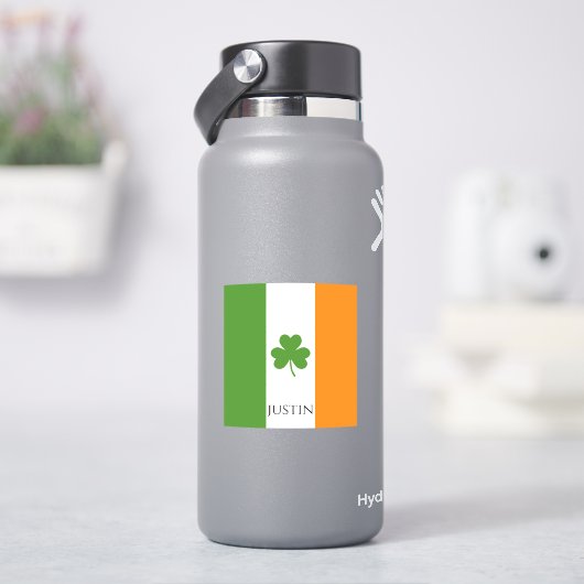 シャムロック付きセントパトリックのアイルランド国旗 |カスタマイズ シール (HydroFlask)