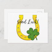 シャムロック付きラッキーゴールデンホースシュー |追加文字 シーズンポストカード (正面/裏面)