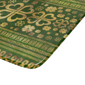 シャムロック四葉クローバーグリーンウッド&金ゴールド カッティングボード (角)