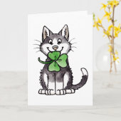 シャムロック子猫 カード (黄色い花)