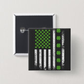 シャムロック広場を持つ米国の国旗 缶バッジ (正面&裏面)