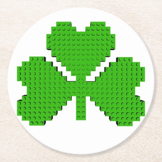 シャムロック建物ブロックスケッチ ラウンドペーパーコースター (正面)