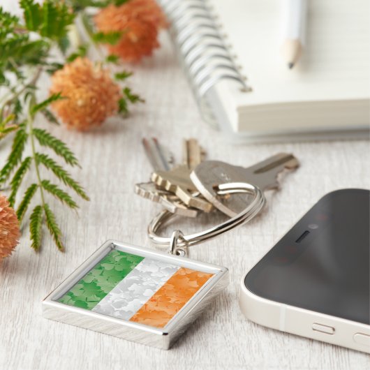 シャムロック模様のアイルランド国旗 キーホルダー (側面)