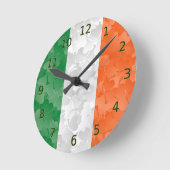 シャムロック模様のアイルランド国旗 ラウンド壁時計 (傾斜)
