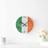 シャムロック模様のアイルランド国旗 ラウンド壁時計 (ホーム)