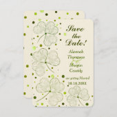 シャムロック水玉模様結婚式の日付を保存 招待状 (正面/裏面)