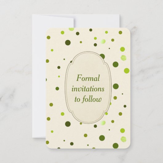 シャムロック水玉模様結婚式の日付を保存 招待状 (裏面)