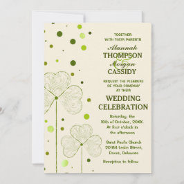 シャムロック水玉模様結婚式招待状 招待状