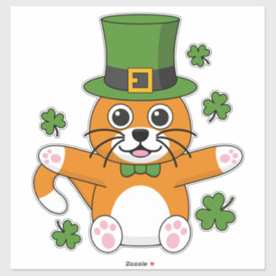 シャムロック漫画のかわいいセントパトリックのデイキャット シール