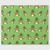 シャムロック漫画のかわいいセントパトリックのデイキャット ラッピングペーパー (フラット)
