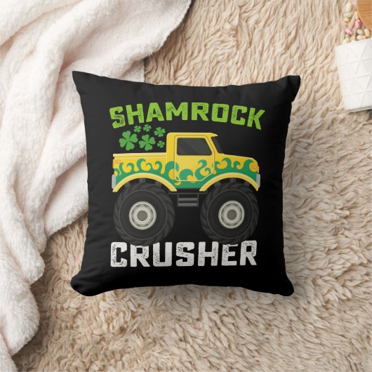 シャムロック破砕機モンスタートラックセントパトリックの日 クッション (ブランケット)