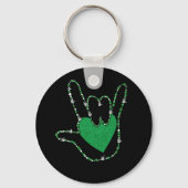 シャムロック私はあなたを愛する手の手手言ASL キーホルダー (正面)