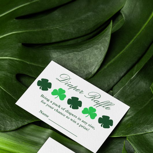 シャムロック赤ちゃんシャワーおむつラッフル エンクロージャーカード