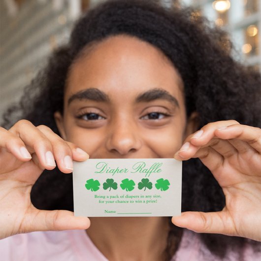 シャムロック赤ちゃんシャワーおむつラッフル エンクロージャーカード