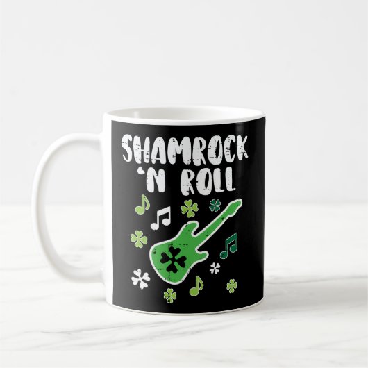 シャムロック転がNギターSt patricks dayギタリストM コーヒーマグカップ (左)